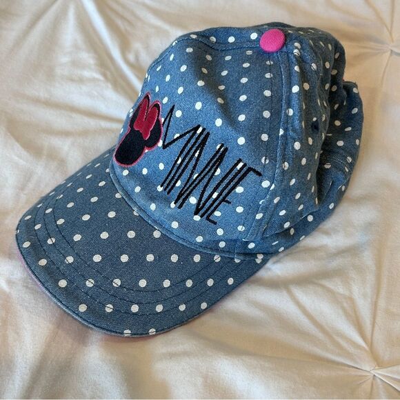 Disney Girls Blue Polka Dots Mini Mouse Baseball Cap Hat OSFM - Picture 2 of 8